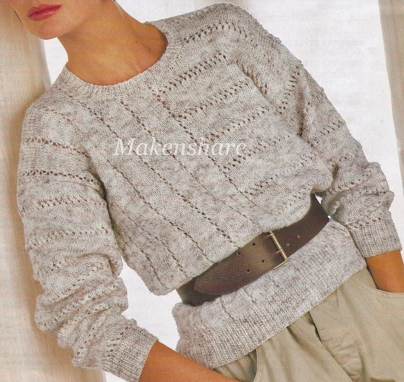 Knitting Pattern Ladies/Woman's/ Girls Sweater/Jumper DK /Light Worsted Weight /8 Ply size 30-44in 76-112cm image 3