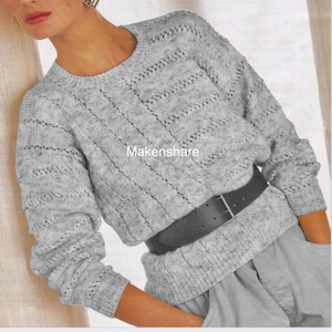 Knitting Pattern Ladies/Woman&#39;s/ Girls Sweater/Jumper DK /Light Worsted Weight /8 Ply size 30-44in 76-112cm