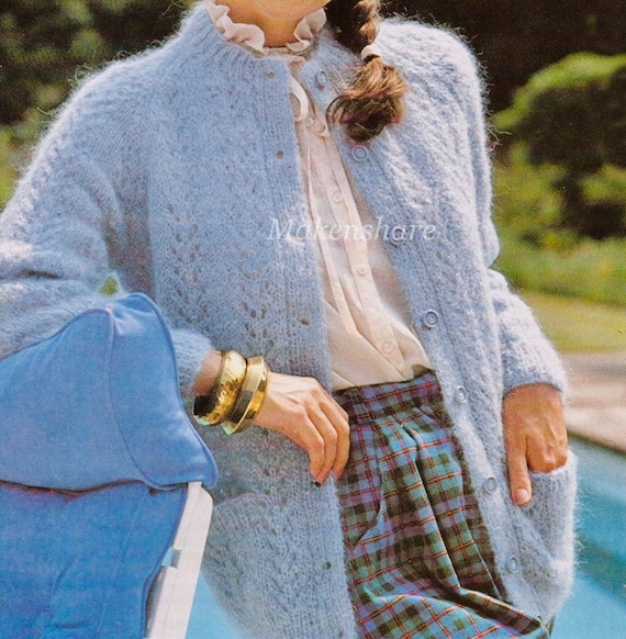 Knitting Pattern Ladies/women's Mohair Lace Panel Cardigan - Etsy