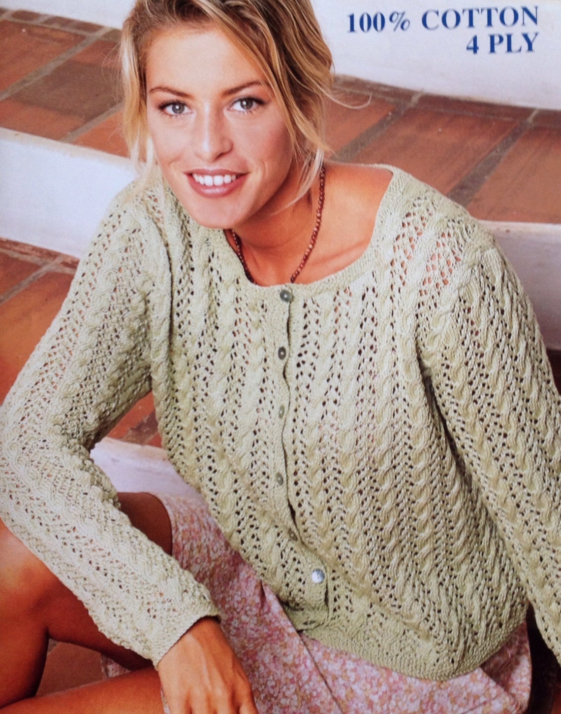 Ladies Knitting Pattern 4 Ply Cotton Lace Cardigan Knitting Etsy