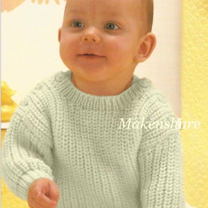 Knitting Pattern Baby Jumper / Sweater/Pullover Fisherman's Rib DK / Light Worsted/8 Ply size 17-19in 43-48cm Age 6-18 months image 4