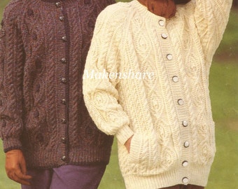 Knitting Pattern Ladies/Women's Cable Knit Aran , Worsted , 10 Ply Jacket/Cardigan size 34-42 86-107cm