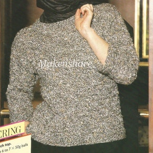 Knitting Pattern Ladies , Women&#39;s , Woman’s, Lady’s Jumper/Sweater/ Pullover Aran / Worsted/ 10 Ply Size 30-40in / 76-102cm