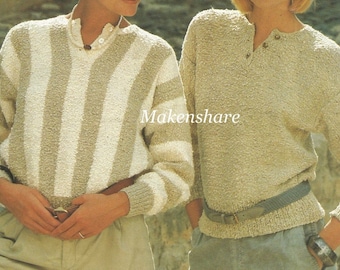 Knitting Pattern Ladies , Woman’s , Women's  Long Sleeved Sweater , Jumper , Pullover Aran , Worsted ,  10ply size 34-36 in 86-91cm