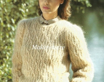 Knitting Pattern, Mohair Knitting Pattern,Ladies Knitting Pattern,Pullover,Sweater,Jumper Knitting Pattern  Size 32-38in 81-97cm