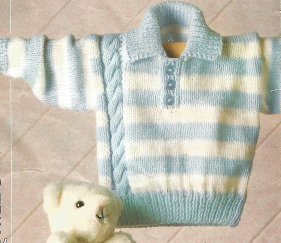 Knitting Pattern Babies Toddlers Children S Striped Jumper Sweater Pullover With Side Cable Dk Light Worsted 8 Ply Size 16 24in 41 61cm