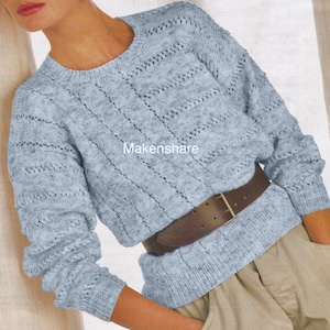 Knitting Pattern Ladies/Woman's/ Girls Sweater/Jumper DK /Light Worsted Weight /8 Ply size 30-44in 76-112cm image 2