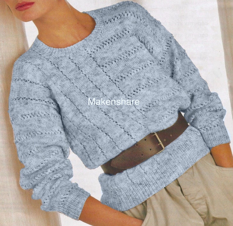 Knitting Pattern Ladies/Woman's/ Girls Sweater/Jumper DK /Light Worsted Weight /8 Ply size 30-44in 76-112cm image 2