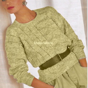 Knitting Pattern Ladies/Woman's/ Girls Sweater/Jumper DK /Light Worsted Weight /8 Ply size 30-44in 76-112cm image 5