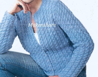 Knitting Pattern, Ladies  , Woman's  All Over Cable Panels Cardigan DK  , Light Worsted  8 Ply Size 81-107 cm 32-42in