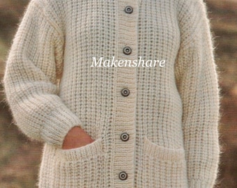 Knitting Pattern Girls Knitting Pattern,Ladies Knitting Pattern , Woman's Cardigan Pattern Jacket Chunky, Bulky knit size 28-40in  71-102cm