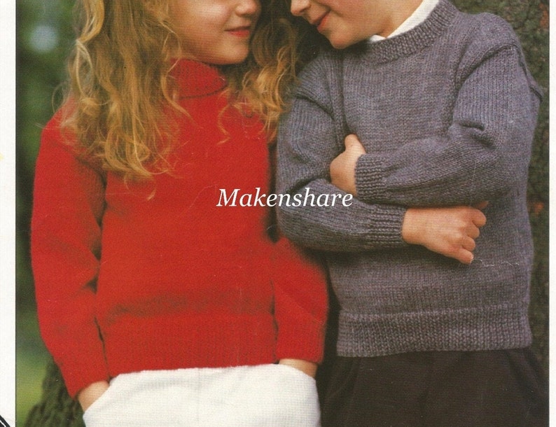 Children's Polo Neck Knitting Pattern, DK Worsted Aran 4 Ply Chunky (PDF Pattern)