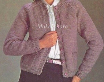 Knitting Pattern Ladies , Women’s , Woman’s , Chunky , Bulky Cardigan Size 32-38in 81-97cm