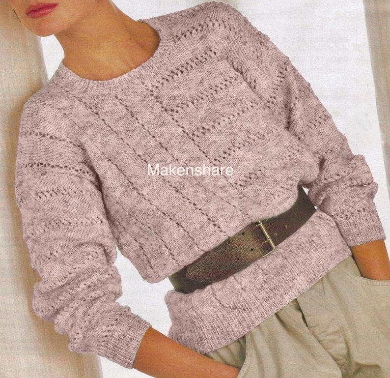 Knitting Pattern Ladies/Woman's/ Girls Sweater/Jumper DK /Light Worsted Weight /8 Ply size 30-44in 76-112cm image 4