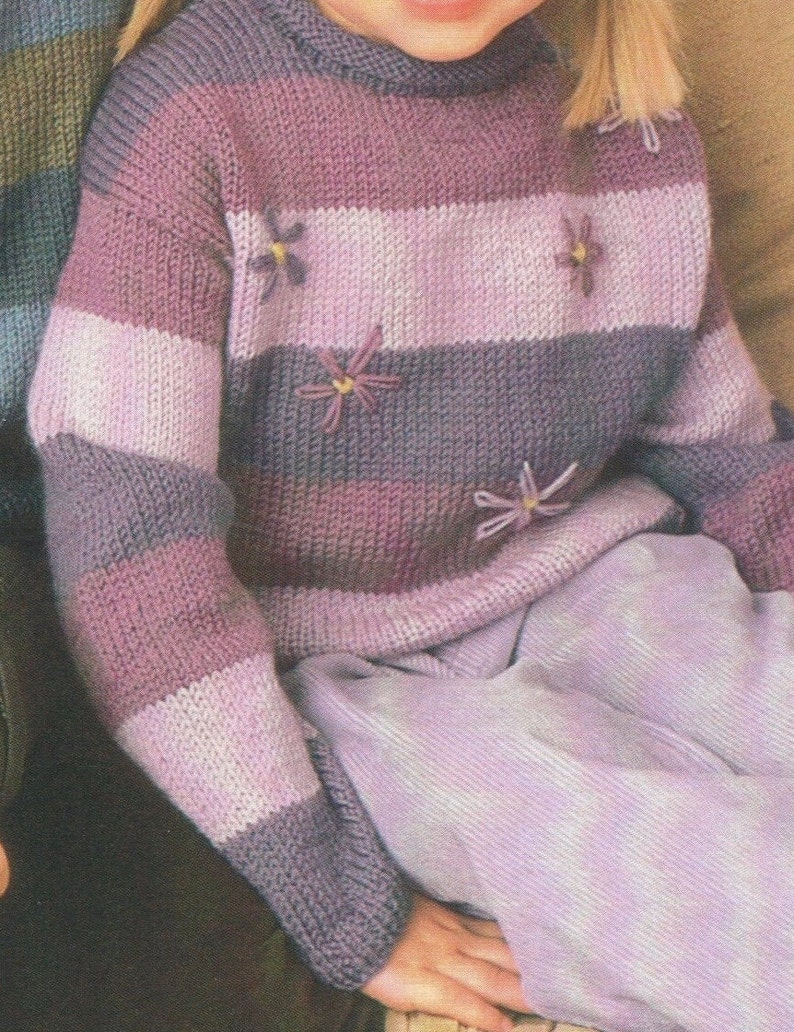 Knitting Pattern Childrens Sweater/ Jumper/ Pullover DK / Light Worsted Size 20-30 in 56-76cm Age 1 to 11 image 4