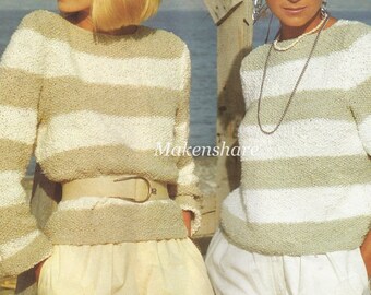 Knitting pattern Ladies/ Women’s/ Woman’s Short sleeved and Long Sleeved Sweater/ Jumper/ Pullover Aran /Worsted Size 30-40 in 76-102cm