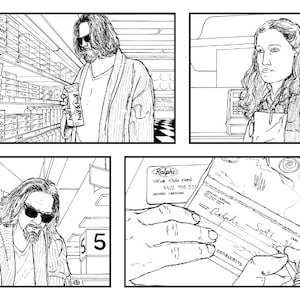 Big Lebowski: The Dude Buys Half-and-Half - Black and White Print - Comics & Cartoons - Scene - Movies