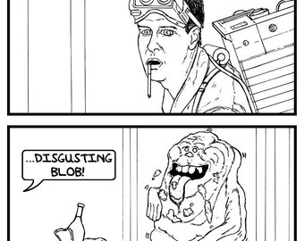 Ghostbusters: Disgusting Blob - Black and White Print - Comics & Cartoons - Scene - Movies