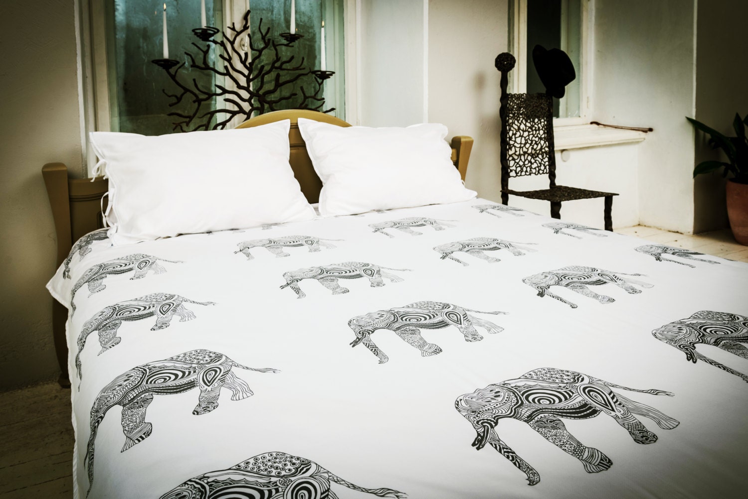 Wisdom Elephant Bed Linen Set Duvet Linens Elephant Etsy