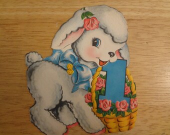 Cards ~ Birthday Card ~ Lamb 1 year old