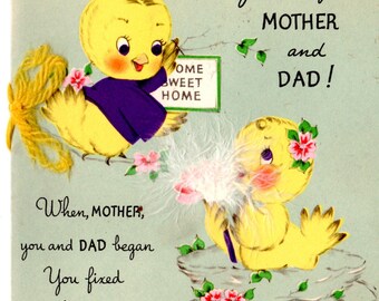 Cards ~ Vintage Easter Greeting Card - Mother and Dad - Stanley Greetings 1950's