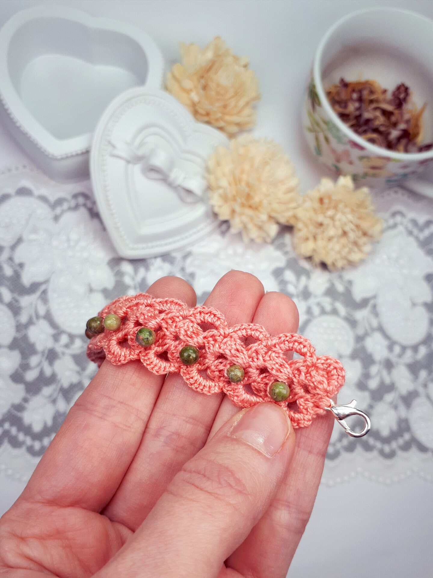 Healing Crochet Jewelry Crystal Lace Bracelet Etsy