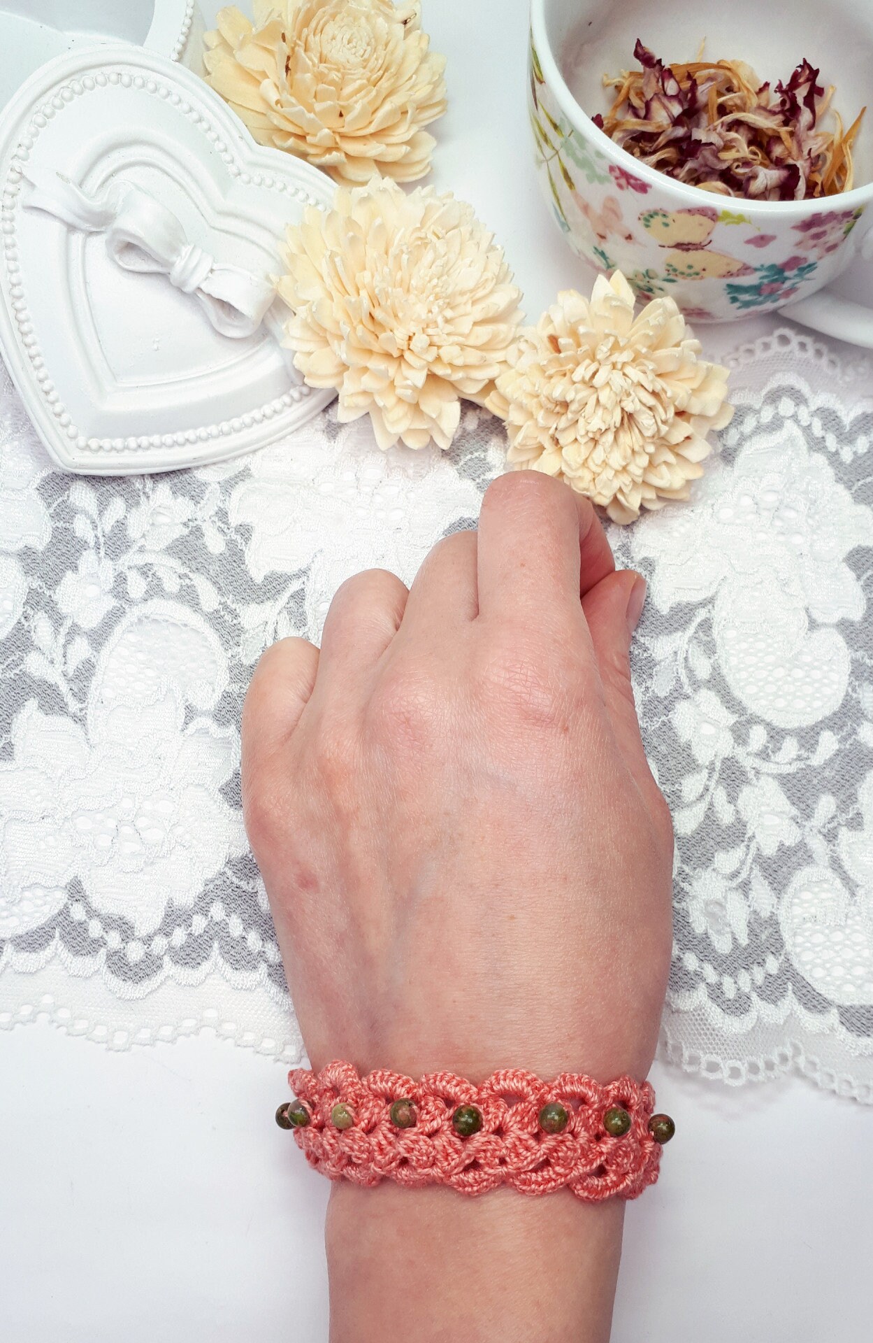 Healing Crochet Jewelry Crystal Lace Bracelet Etsy