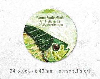 Wunderschöner Fisch 24 Aufkleber mit Deinem Namen oder Adresse Fisch personalisiert Füllung für die Schultüte Designer Sticker aus Oldenburg