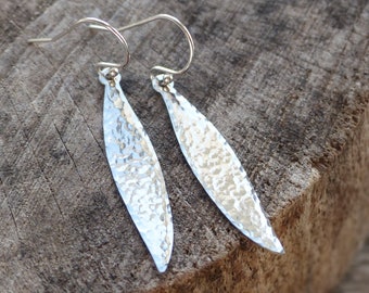 Willow leaf earrings, silver leaf earrings dangle, dangle earrings silver, drop earrings, statement earrings, gift for her, boho earrings