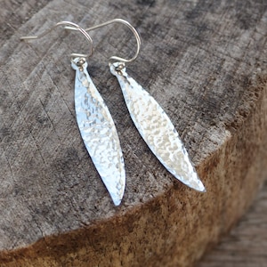 Willow leaf earrings, silver leaf earrings dangle, dangle earrings silver, drop earrings, statement earrings, gift for her, boho earrings image 1