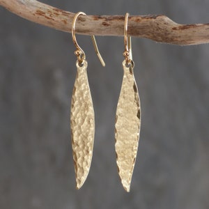 Willow leaf earrings, gold leaf earrings dangle, dangle earrings gold, drop earrings, statement earrings, gift for her, boho earrings