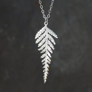 Silver fern necklace, silver necklace, forest jewelry, silver leaf necklace, silver pendant, dainty necklace, gift for her, boho jewelry