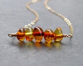 Baltic amber necklace, 14k gold filled, sterling silver, amber jewelry, genuine amber, natural jewelry, minimalist necklace, bar necklace