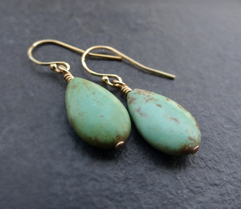 Turquoise earrings, 14K gold filled, sterling silver, turquoise teardrop earrings, turquoise drop earrings, gift for women 