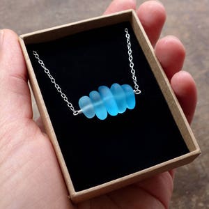 Sea glass necklace, sterling silver, turquoise blue, cultured sea glass jewelry, beach glass, something blue, natural jewelry, gift for her image 3