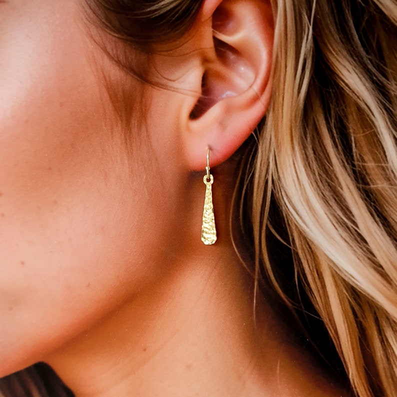 Golden drop earrings, dainty earrings, gold earrings, minimalist earrings dangle, dangle earrings, gold drop earrings, hammered earrings Short