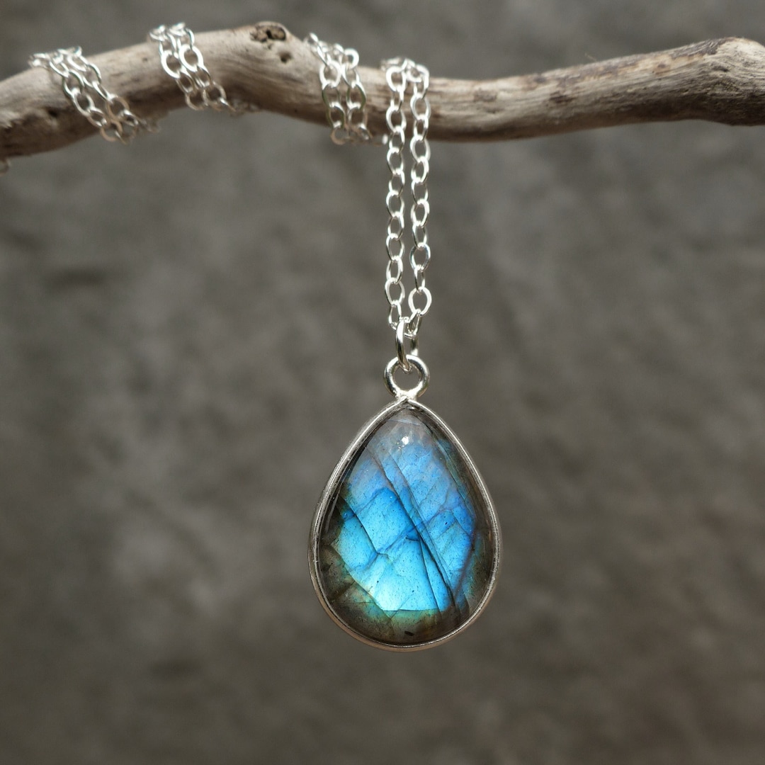 Labradorite Necklace, Sterling Silver Teardrop Necklace, Blue Gemstone  Necklace, Boho Jewellery, Birthstone Necklace, Gift for Women - Etsy Denmark