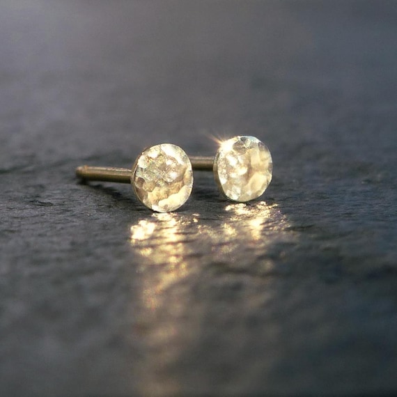 Tiny Hammered 14k Gold Filled Dot Studs: Minimalist Earrings