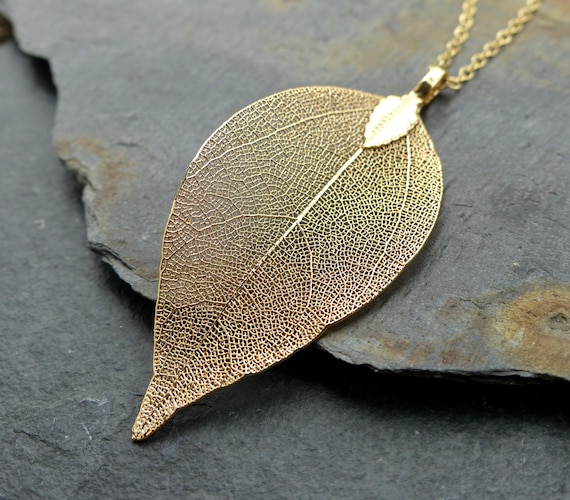 Diamond Gold Leaf Necklace – Harold Stevens