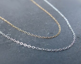 Plain necklace, any length, finished chain, sterling silver chain, 14k gold filled chain, simple chan, fine chain, layering necklace