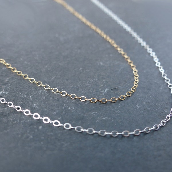 Plain necklace, any length, finished chain, sterling silver chain, 14k gold filled chain, simple chan, fine chain, layering necklace