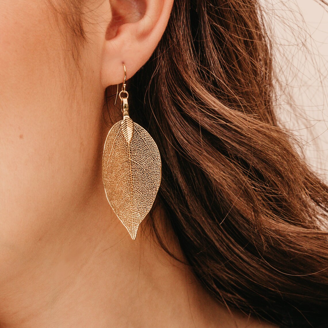 Real Leaf Earrings 18K Gold Leaf Earrings Gold Earrings Etsy