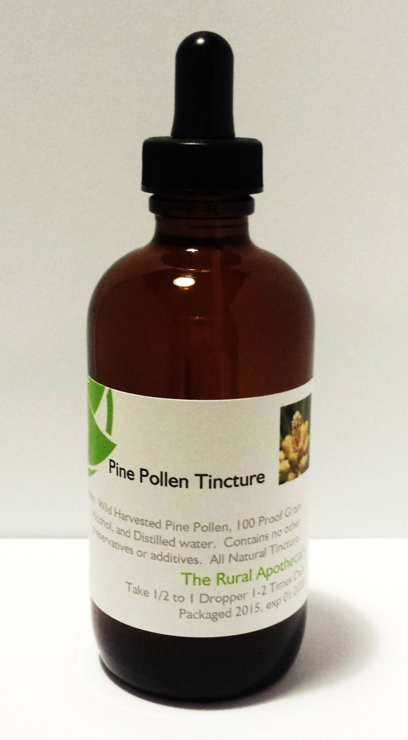 Pine Pollen Tincture Wild Harvested From USA Large 4 oz Botte image 1