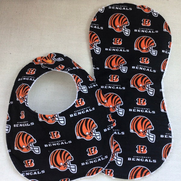 Bengals bib and burp set