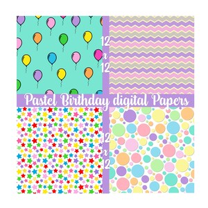 4 Digital birthday papers. 12 x 12 inch