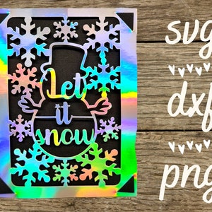 Deja que nieve la tarjeta SVG. Archivo digital compatible con máquinas cricut y silhouette