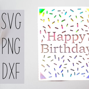 Hagelslag verjaardag SVG-kaart. Digitaal bestand compatibel met cricut- en silhouetmachines