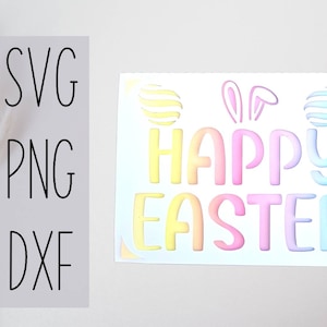 Cartão svg de Feliz Páscoa. Arquivo digital compatível com máquinas cricut e silhouette