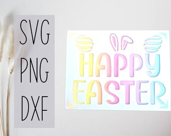Happy Easter svg card. Digital file compatible with cricut and silhouette machines