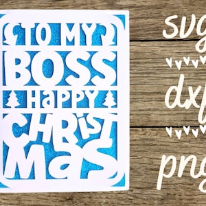 Tarjeta boss Christmas svg. Archivo digital compatible con máquinas de corte de cricut y silueta